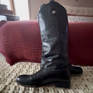 FRYE MELISSA BUTTON BLACK LUG LEATHER BOOTS 8